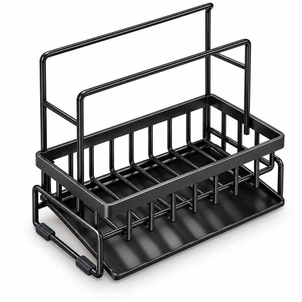 Sink Caddy Organizer with Towel Rails and Drip Tray, 23 cm - Image 2