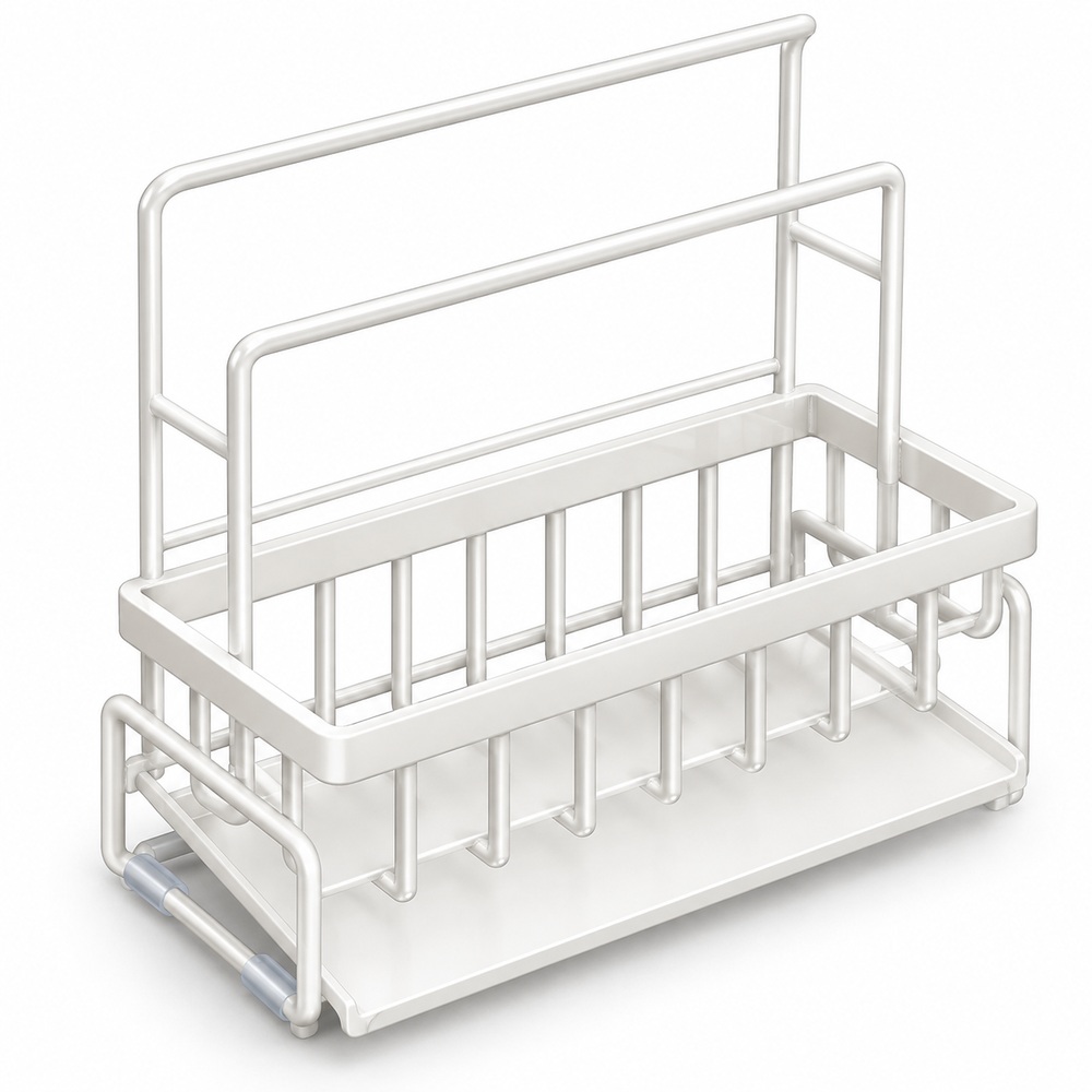 Sink Caddy Organizer with Towel Rails and Drip Tray, 23 cm - Image 3